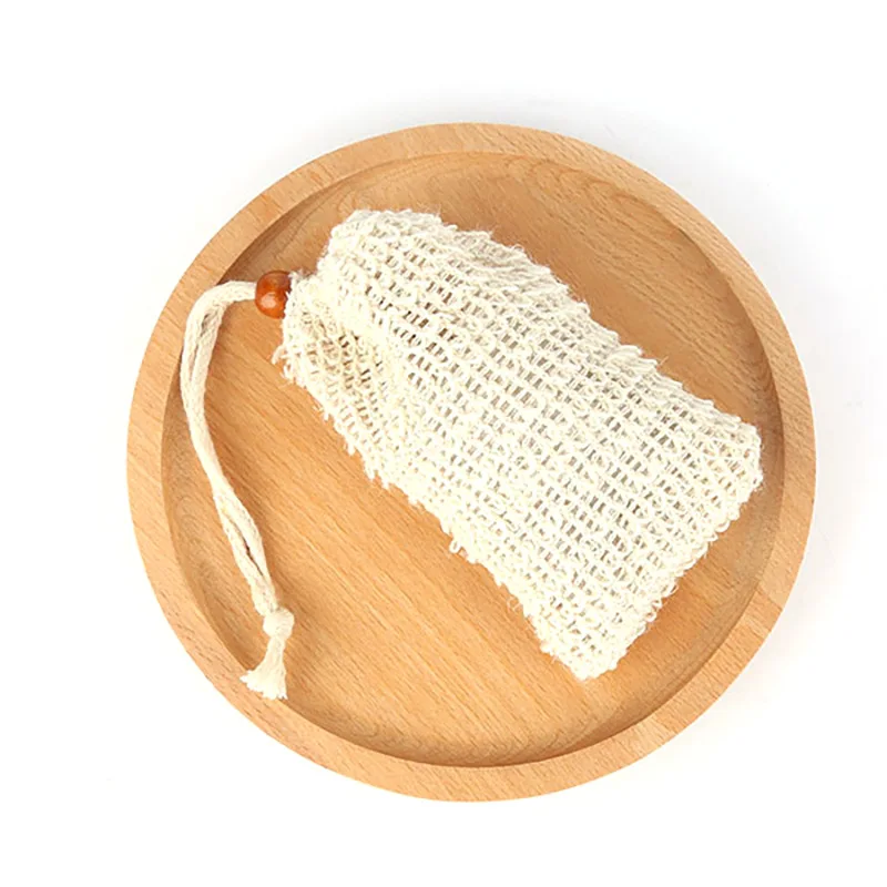 4Pcs Natural Sisal Hemp Soap Bag Blister Foam Maker Mesh Soap Net Foaming Easy Bubble Mesh Bag Bathroom Soap Holder Soap Case DH