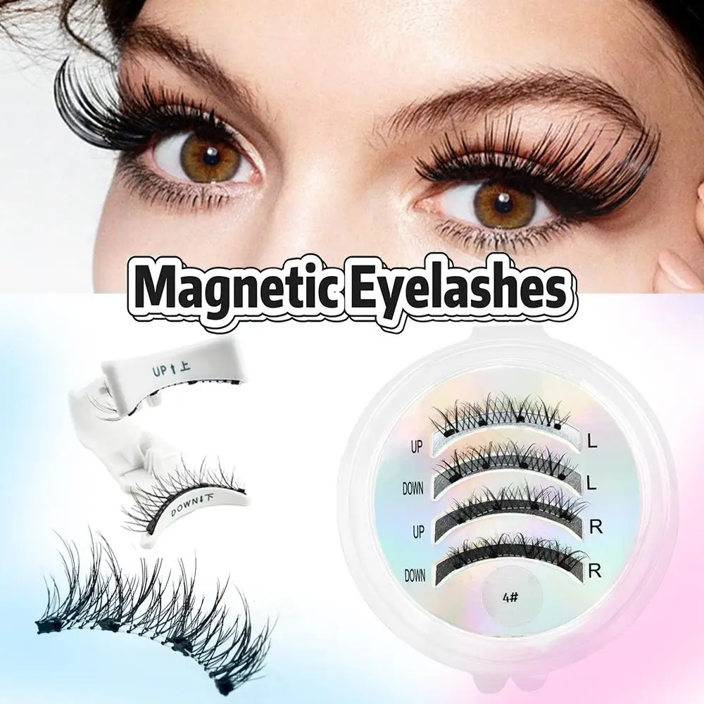 2 paia di ciglia magnetiche 3D riutilizzabili set estensione ciglia morbide e spesse senza colla necessaria kit ciglia dall'aspetto naturale per il trucco degli occhi
