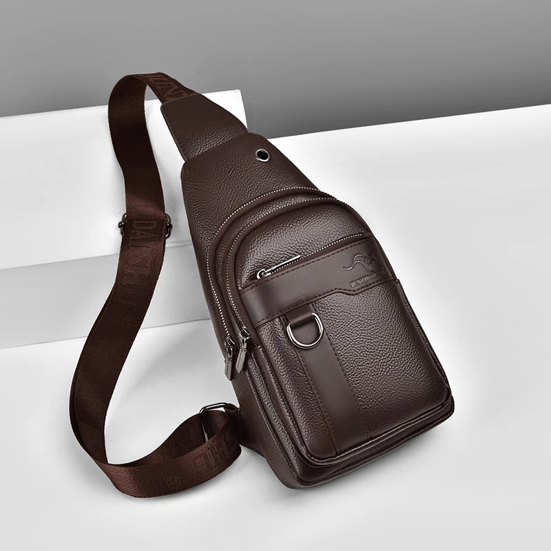 Luxury Brand Messenger Bag Men Leather Chest Bag Vintage Crossbody Shoulder Bag Outdoor Running Cycling Belt Sling Chest Bags