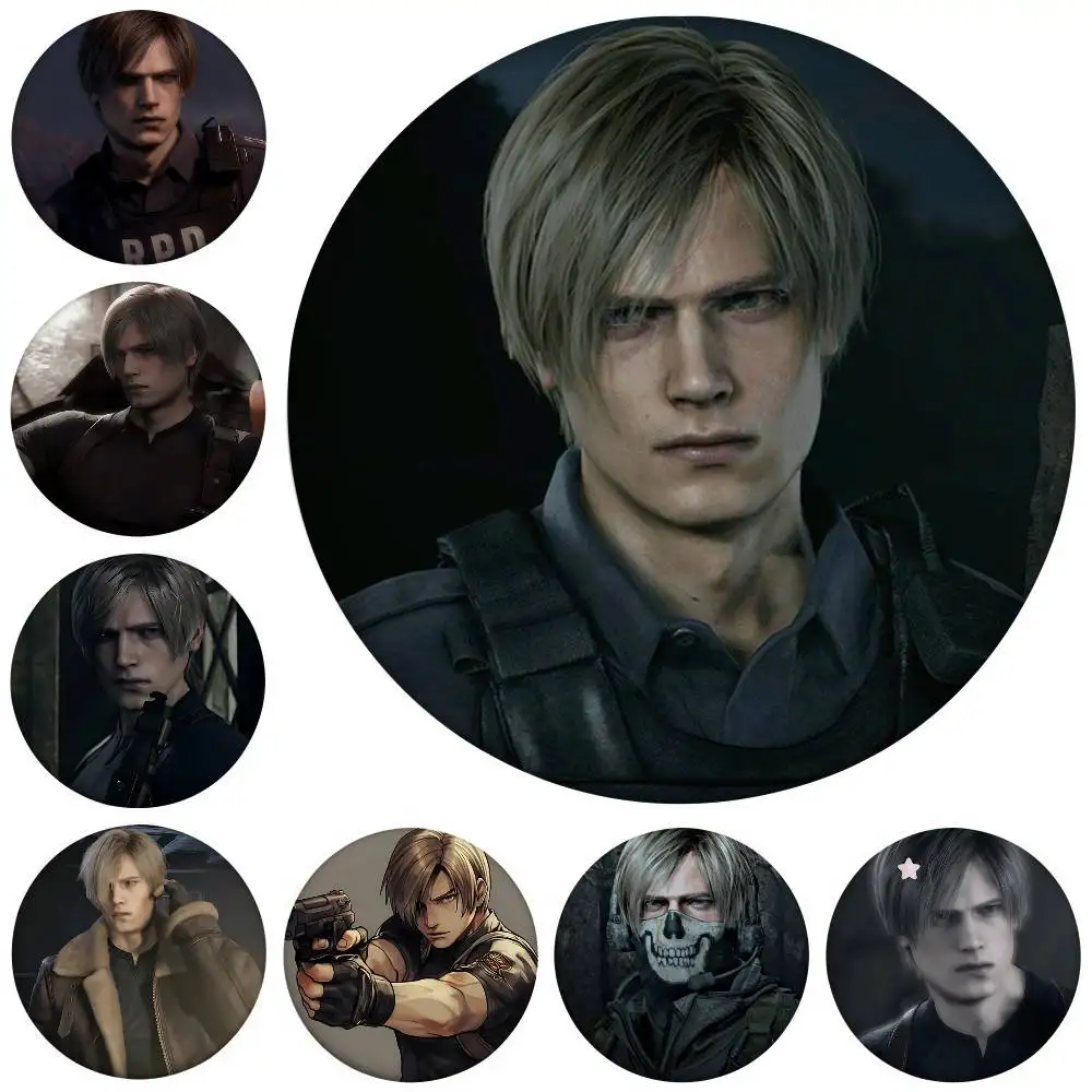 Insignias de Leon Kennedy, broche creativo con botón de hojalata, accesorios creativos para insignias para niños y amigos