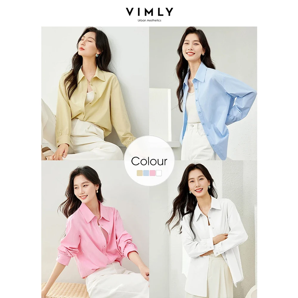 

Vimly Spring Button Up Shirts Women 2025 Fashion Lady Casual Cotton Lyocell Classic Shirts & Blouses Long Sleeve Top Woman M5889