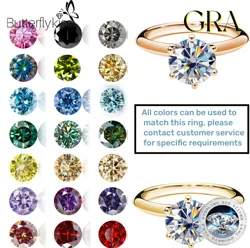 Butterflykiss 100% Real Moissanite Diamond Rings For Women Wedding 925 Silver Classic Round Gift Size 0.5CT 1CT 2CT 3CT With GRA