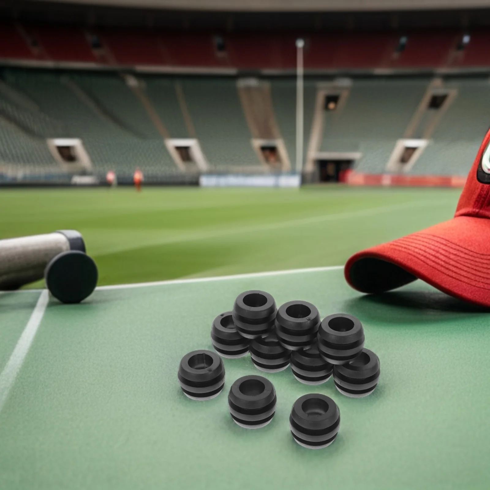 

12pcs Rubber Foosball Bumpers 3.00X3.00X2.50Cm Black Durable Washer Pads For Football Machine Universal Tabletop Replacement