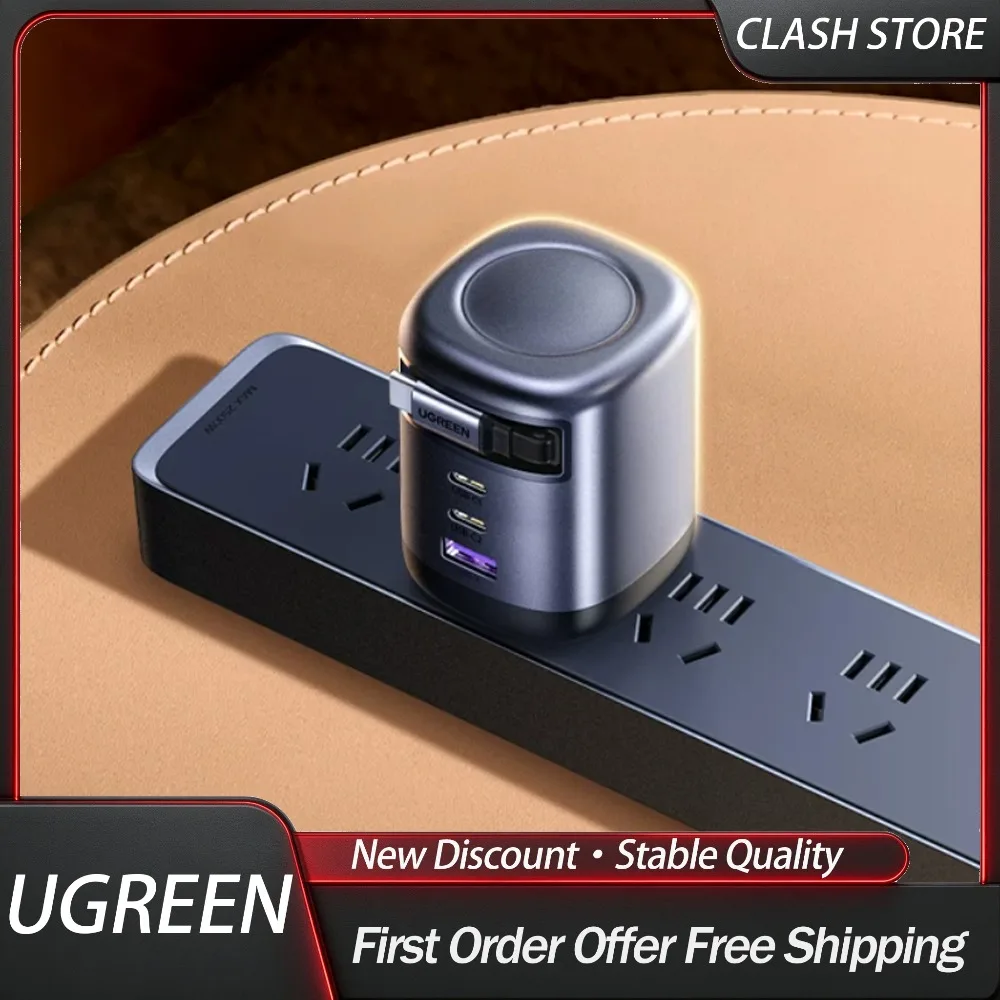 UGREEN 45W/65W/100W GaN Charger Retractable Cable Multi-Port PD40W Type-C Fast Charger for Mobile Phone 17/16 Pro Max Laptops