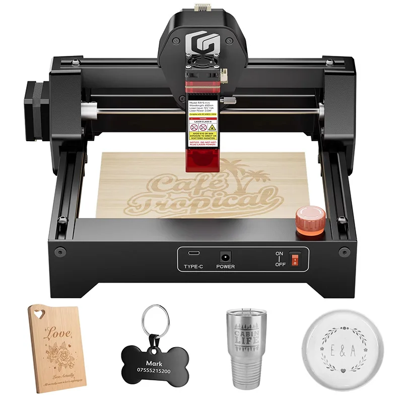 

Mini Laser Engraver 3.5W/2.5W Laser Cutting Tool 130*140MM Working Area Ideal for DIY Christmas Gifts CNC Kits