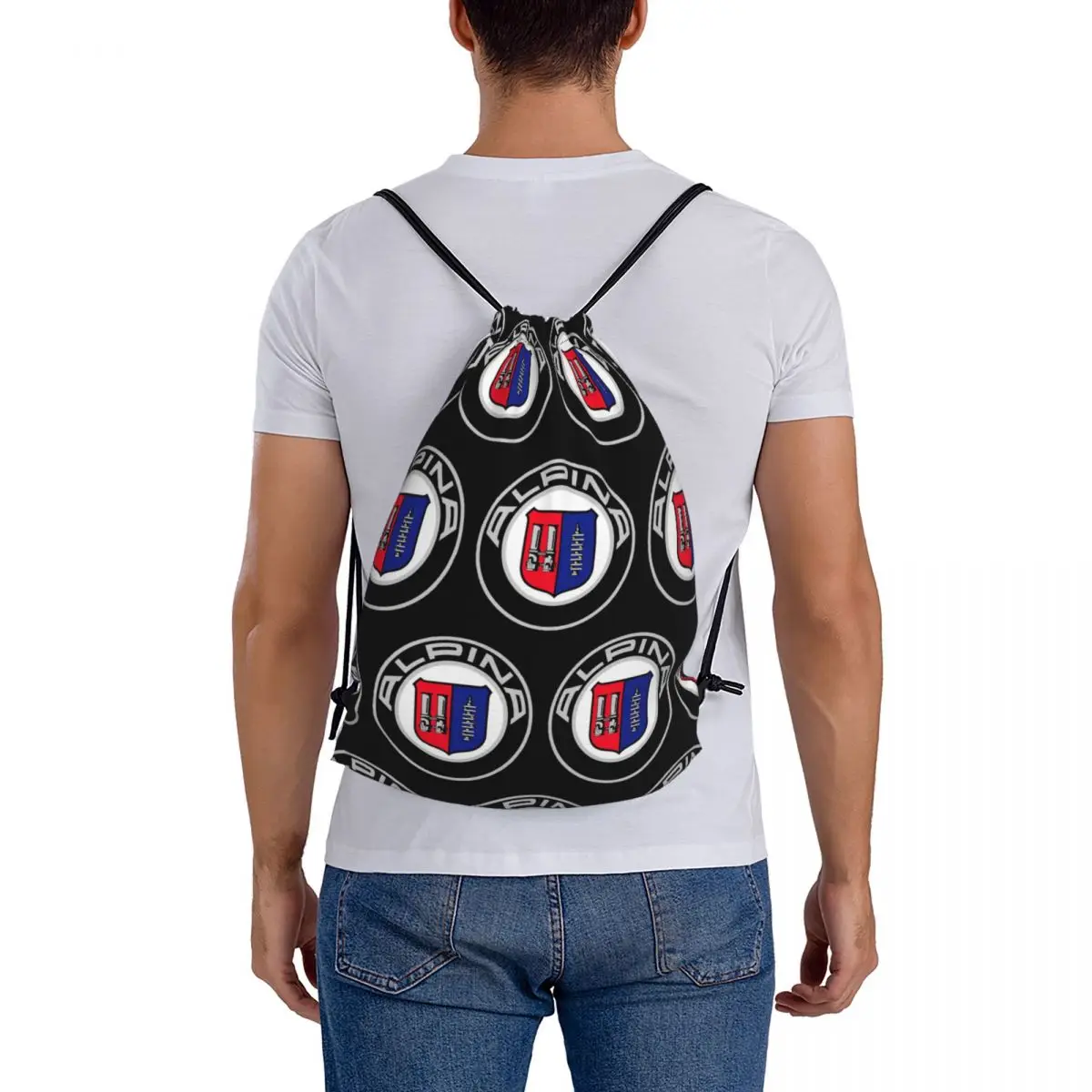Alpina - Mochilas con logotipos de coches clásicos, bolsas con cordón a la moda, bolsas de almacenamiento, bolsas para libros para hombre, mujer, escuela