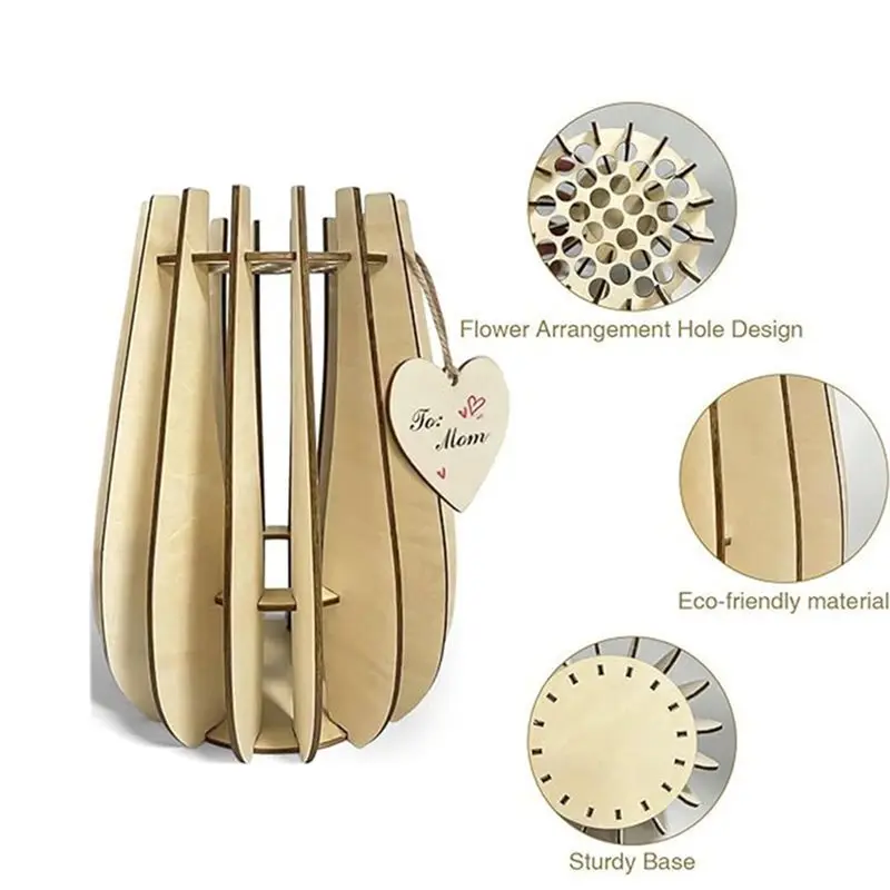 【ALLOWANCE】Wooden Puzzle For Bouquet Flower Vase Heart Shape Ornament For Flowers Wooden Vase For Roses Garden Women Gift