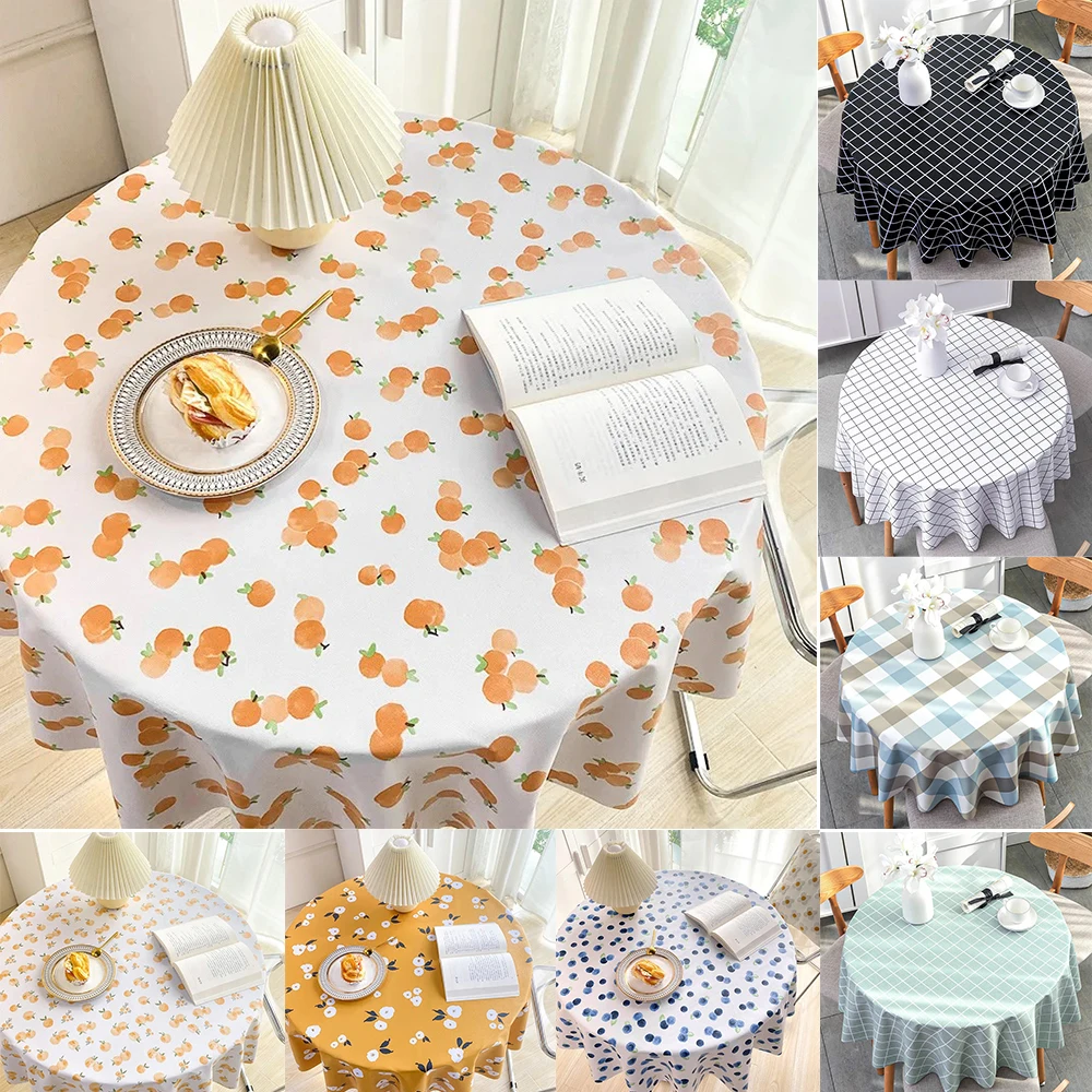 

PVC Waterproof Table Cloth Oil Proof Wipeable Round Tablecloth Print Table Cover for Kitchen Garden Dining Wedding Decoration