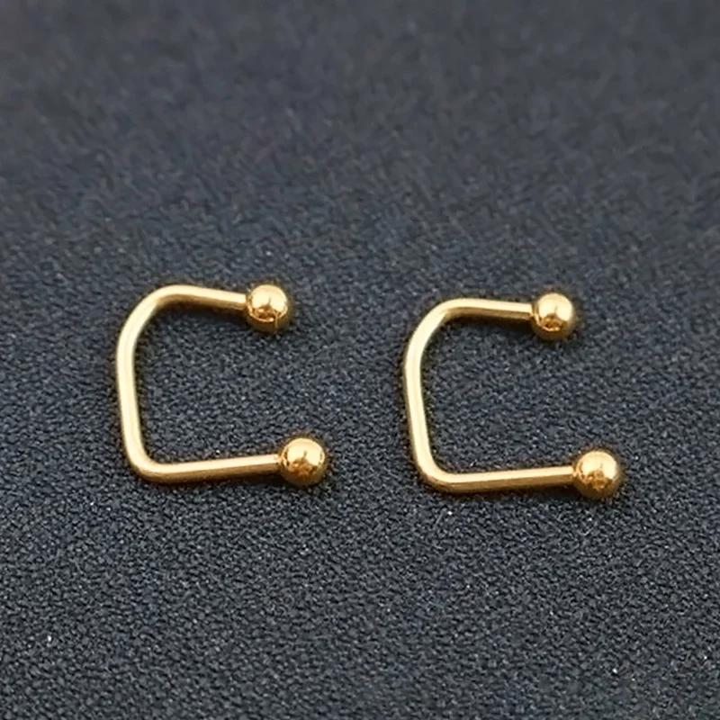 

1pc Stainless Steel U-Shaped Double Lip Nail Spherical Cone Lip Piercing Fashion Jewelry Women Men Hip-Hop Puncture Accessory