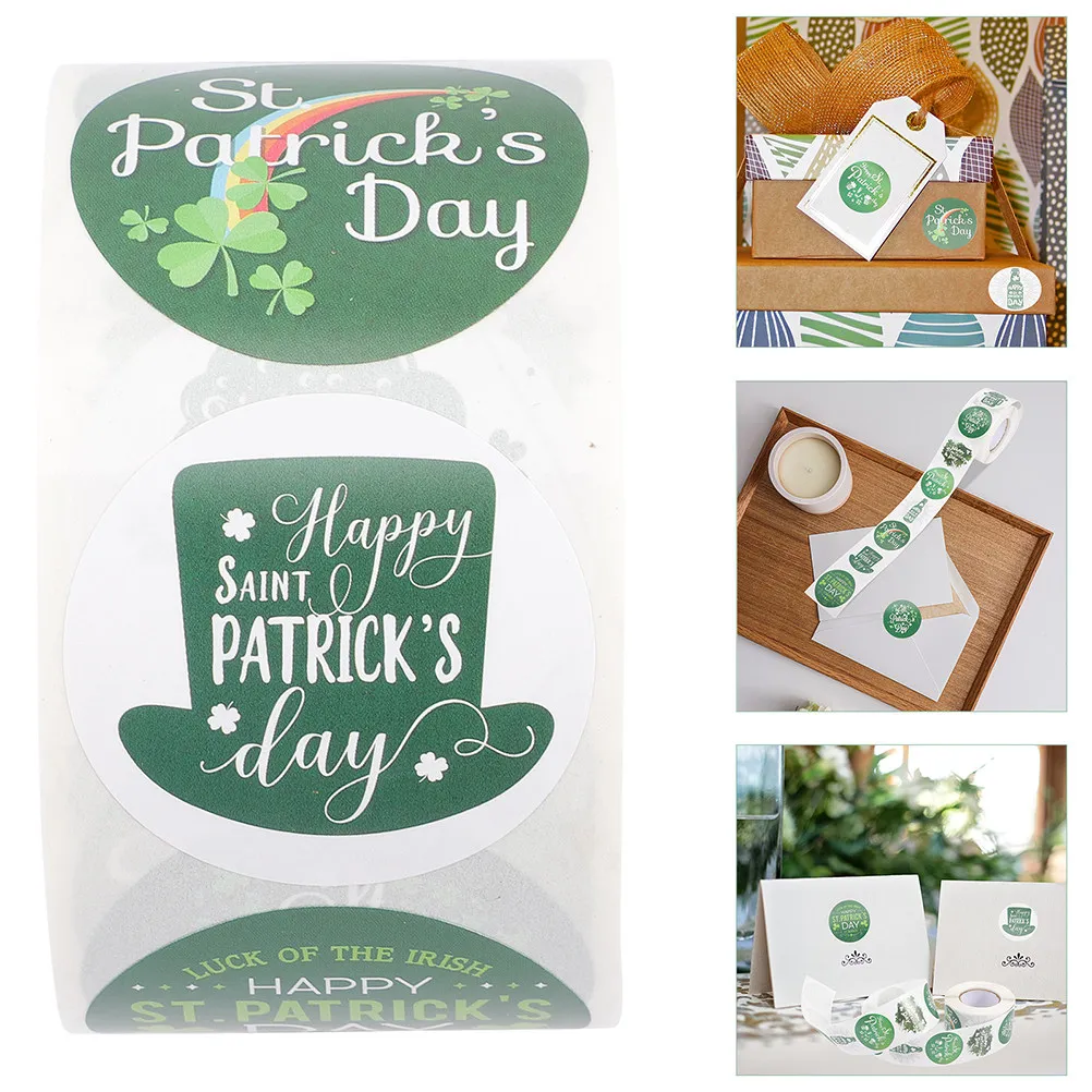 

2 Rolls St Patrick's Day Round Labels Stickers Strong Adhesive Gift Packaging Sealing Decals Party Favor Envelope Seal Sticker