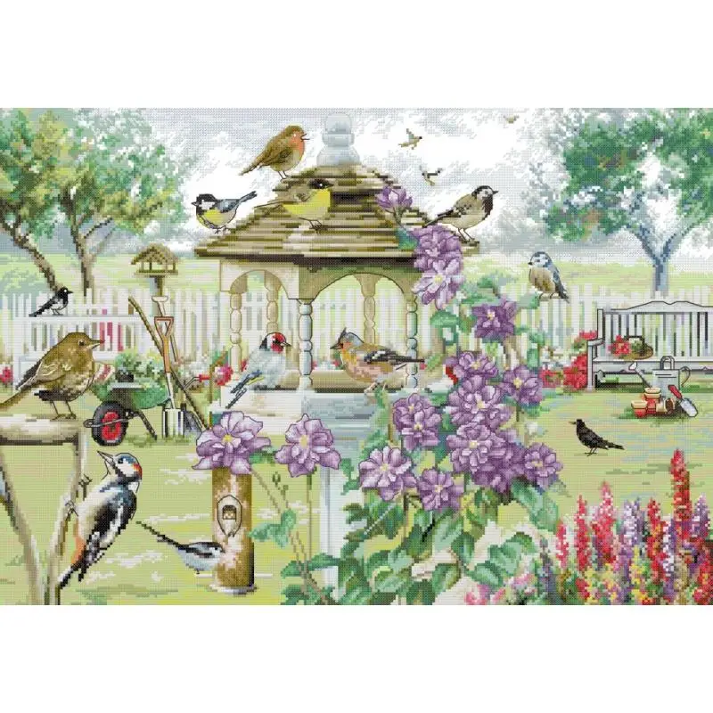 Birdie's Paradise Flower and Bird Pattern Cross Stitch Kits 14 16 11CT White Canvas Printed Cloth Embroidery Home Decor Crafts