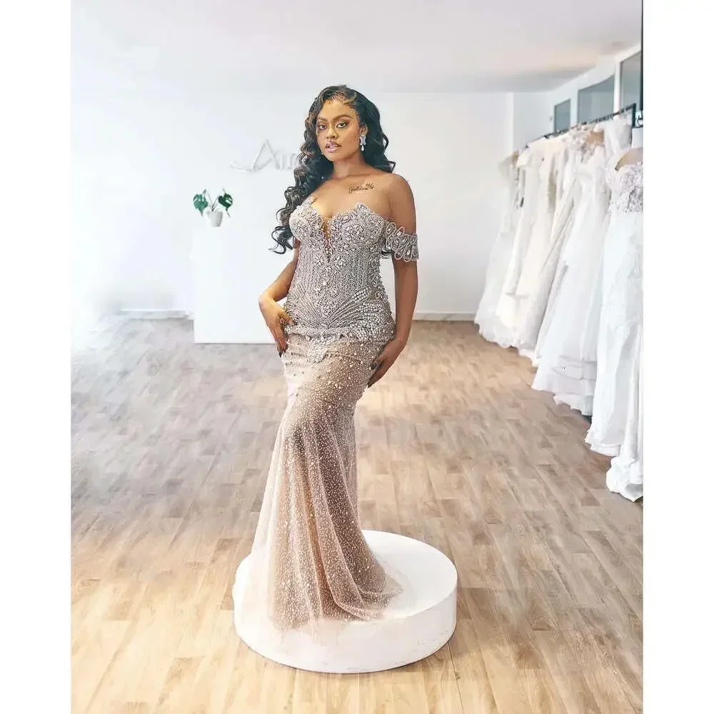 Customized Arabic  Plus Size Mermaid Wedding Dress Beaded Crystals Tulle Detachable Train Tiers Bridal Gowns Dress