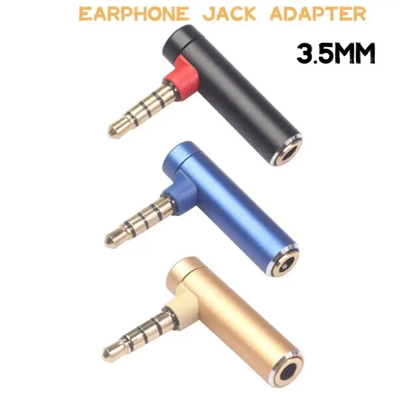 90 Degree 3.5mm Male To Female Audio Converter Adapter L-shape Stereo Earphone Microphone Jack Connector for Tablet Phone PC