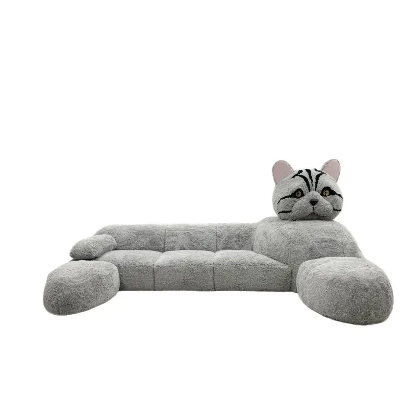 Cat-shaped cartoon animal sofa living room sofa creative size apartment fabric plush sofa