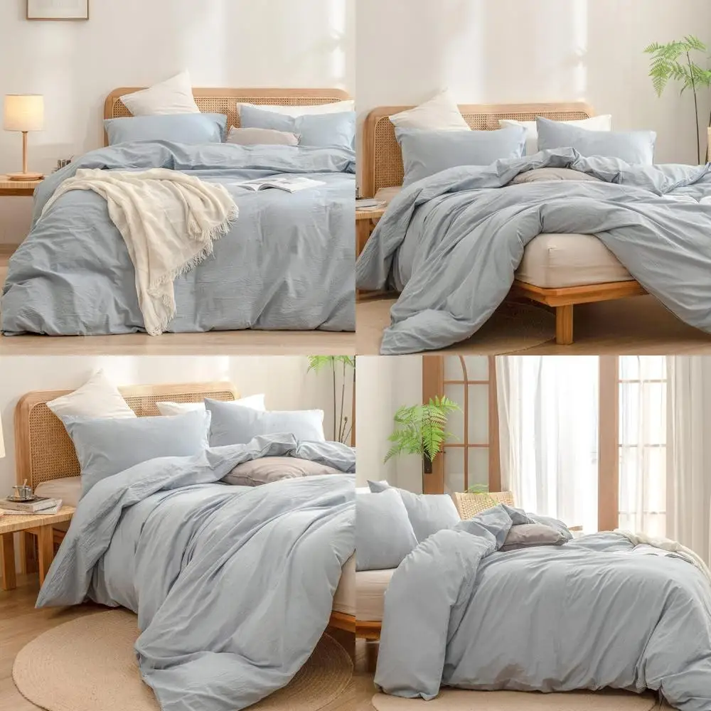 مجموعة غطاء لحاف من الكتان القطني 100% - فائقة النعومة وخفيفة الوزن ومريحة وأنيقة مكونة من 3 قطع بلون الذرة الصلبة للمنزل #1