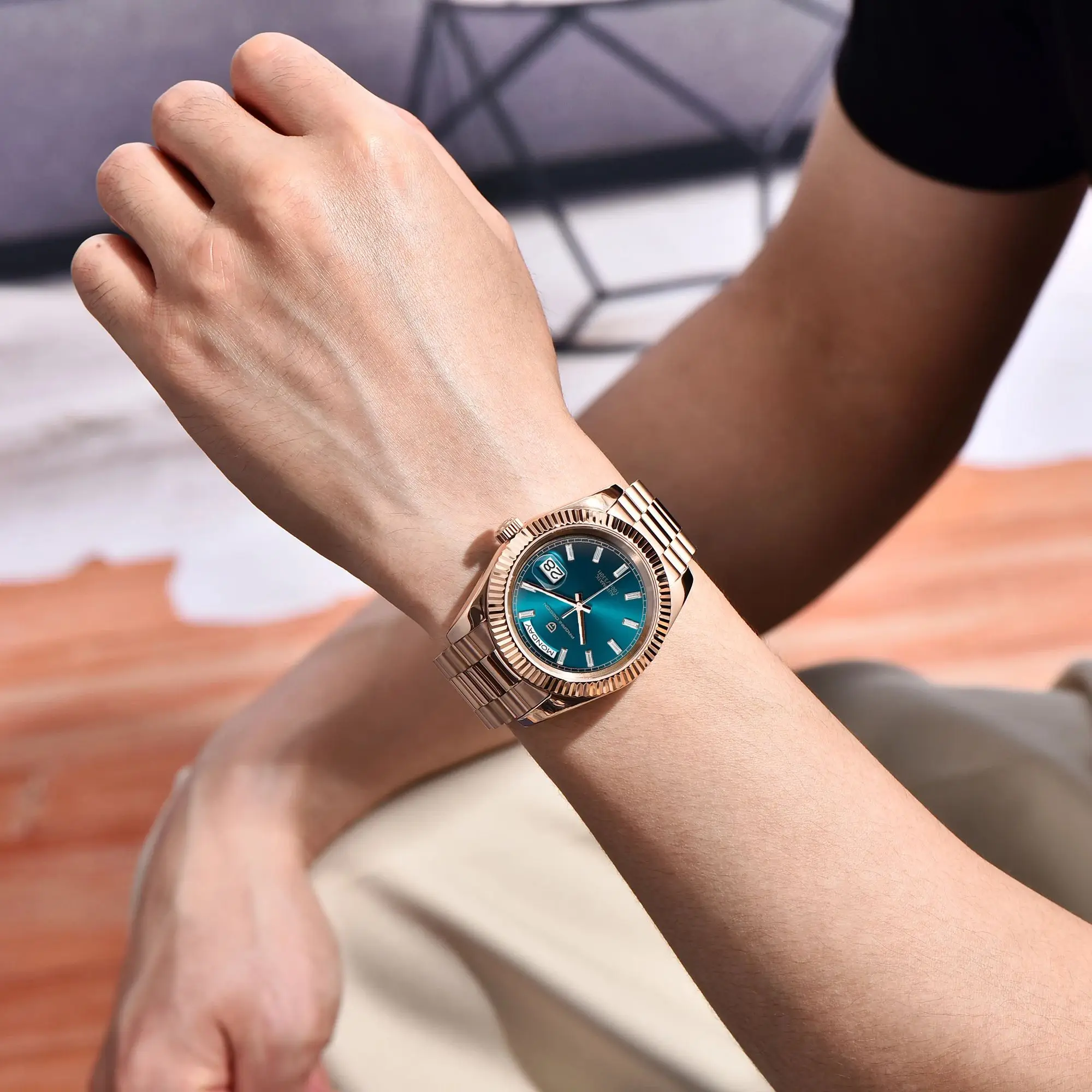 PAGANI DESIGN DD40 ساعات رجالية فاخرة باللون الذهبي الوردي ساعة ميكانيكية أوتوماتيكية للرجال AR الياقوت الزجاج تاريخ ساعة معصم الرجال 2024 #4