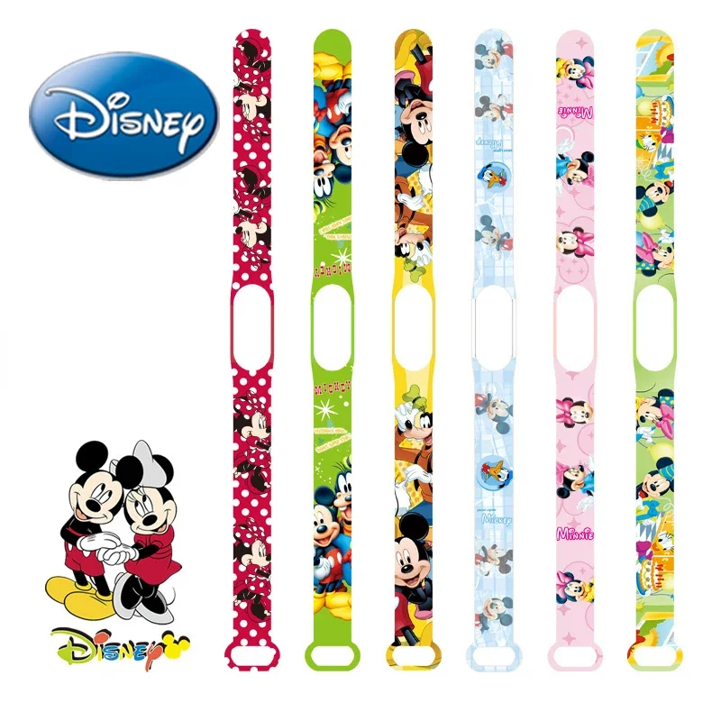 Disney Mickey Watch Strap for Xiaomi Mi Band 7 6 5 4 3 Wristband Silicone Bracelet Wrist MiBand 4 5 6 Smartwatch Accessories