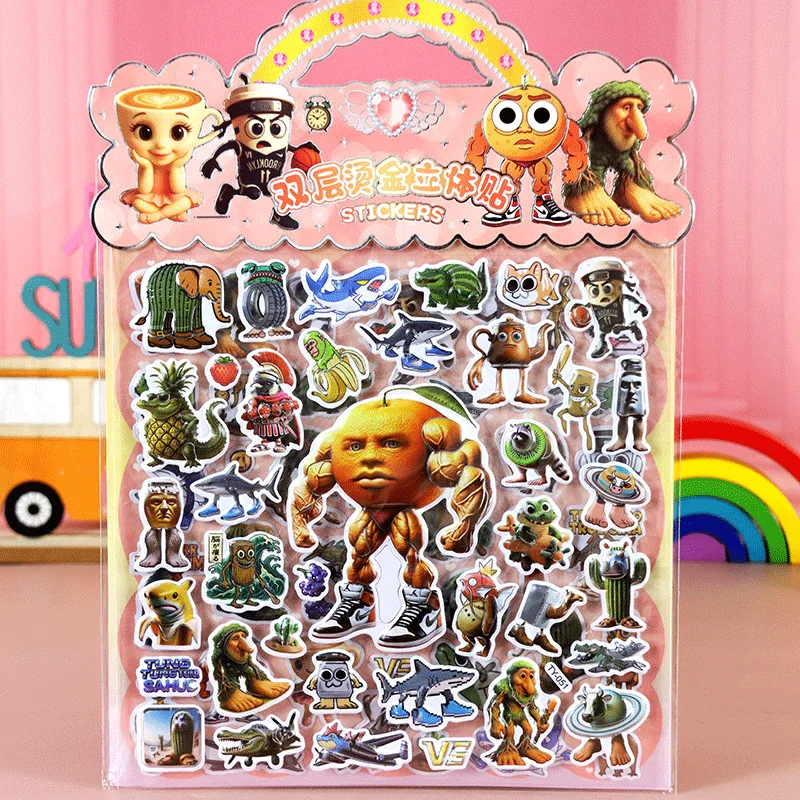 تونغ تونغ صحور فقاعة ملصقات الحيوانات الدماغ الإيطالية الشارات مقاوم للماء الكتابة على الجدران الثلاجة القرطاسية الاطفال شارات الحفلات الهدايا #2