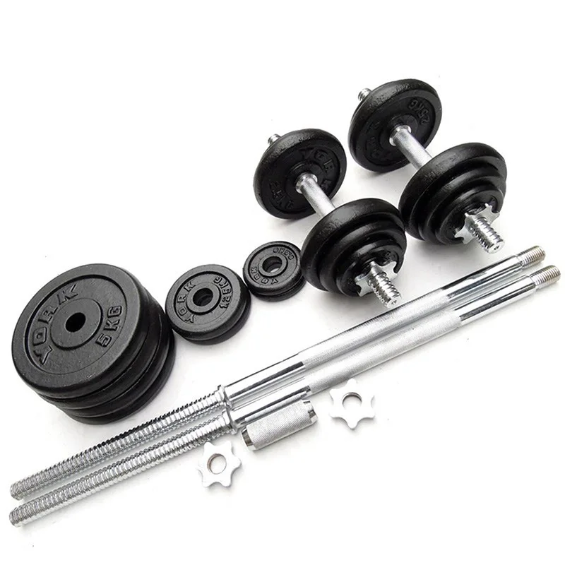 Painted Dumbbell Set with Rubber Barbell and Adjustable Barbell Model