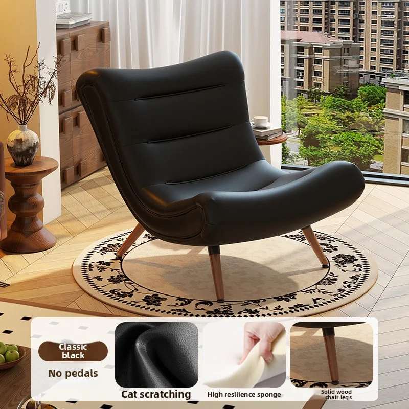 !@！@Fashion Simple Personality Leisure Sofa Solid Wood Chair Light Luxury Velvet Single Sofa Living Room Chair