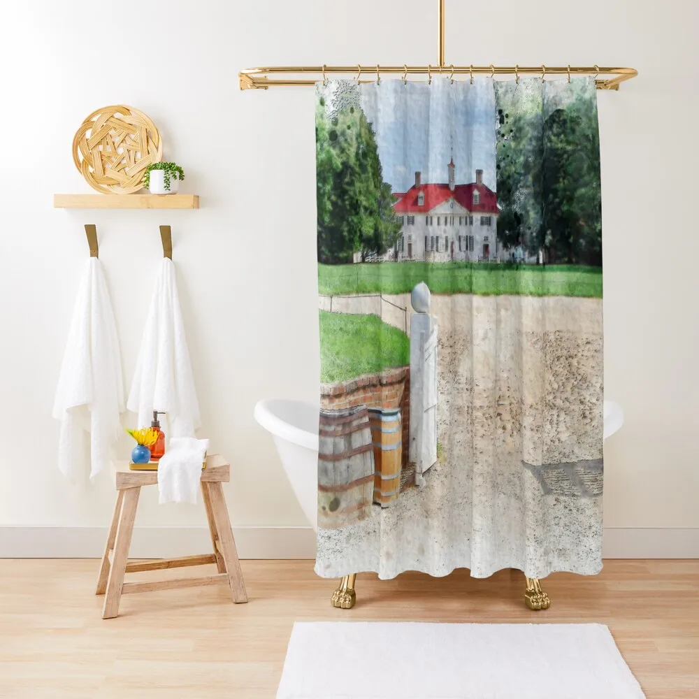 

Mount Vernon Watercolor Shower Curtain Bathroom Deco For Shower Bathroom Decor Waterproof Fabric Shower Curtain
