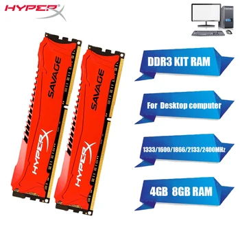 HyperX Savage DDR3 8GB 4GB 1600MHz 1333MHz 1866MHz 2133MHz 2400MHz 1.5V PC3-12800 240Pin DIMM DDR3 RAM ذاكرة الكمبيوتر المكتبي