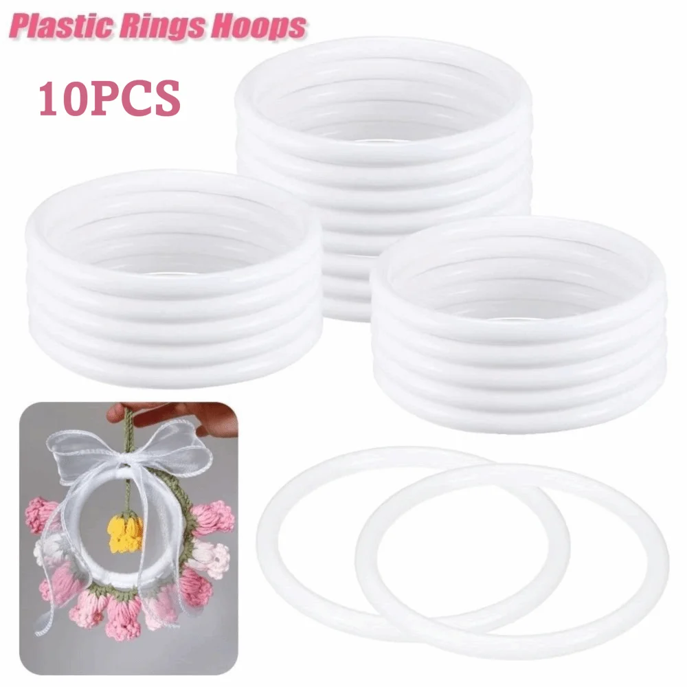 10PCS White Plastic Hoops Rings Round Shape Lightweight Macrame Hoops Smooth Surface 6cm/8.5cm/10cm/12cm Hanging Rings