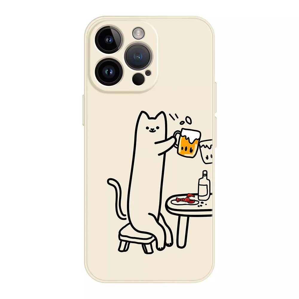 Funny Animal Cat Paired Couple Phone Case for iPhone 16 15 14 13 12 11 Pro Max Mini X XS 7 8 Plus Cartoon Protector Covers Shell