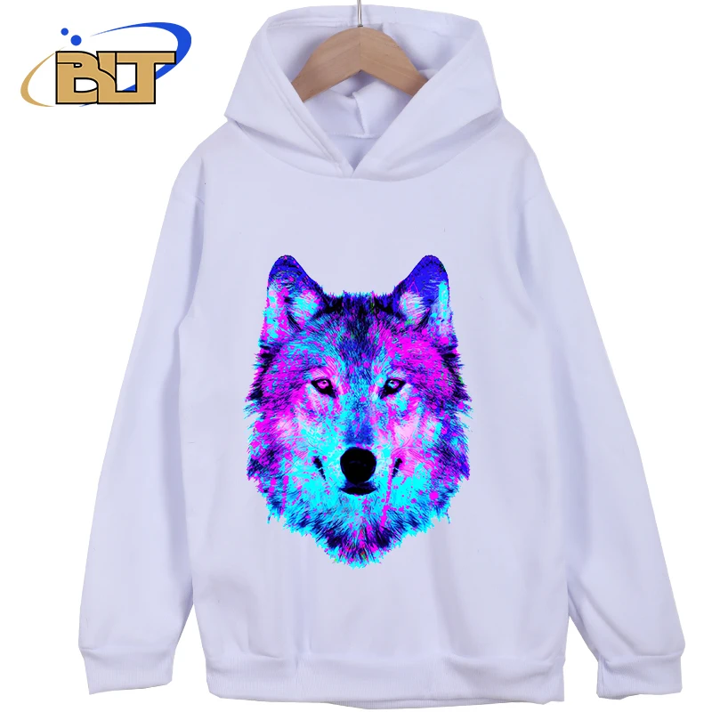 Wolf head printed children's clothing classic sportswear children's new hoodie suitable for boys and girls