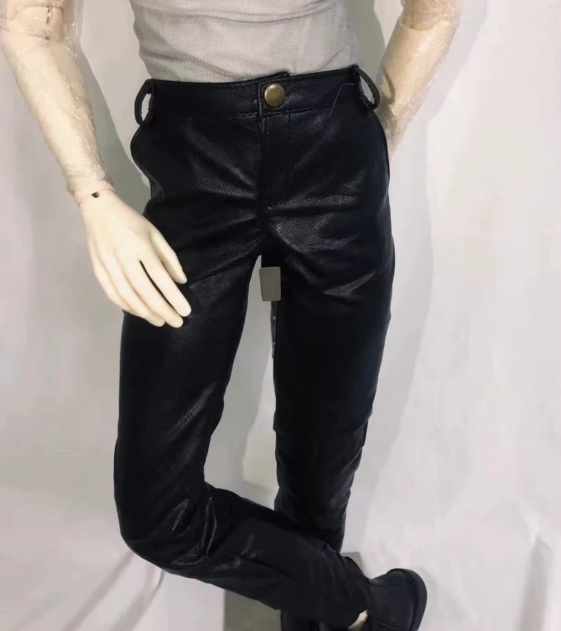 D09-P668 kinderen handgemaakte speelgoed oom ID75 uf75 BJD poppenkleertjes basic vest zwart pu lederen broek 1pcs