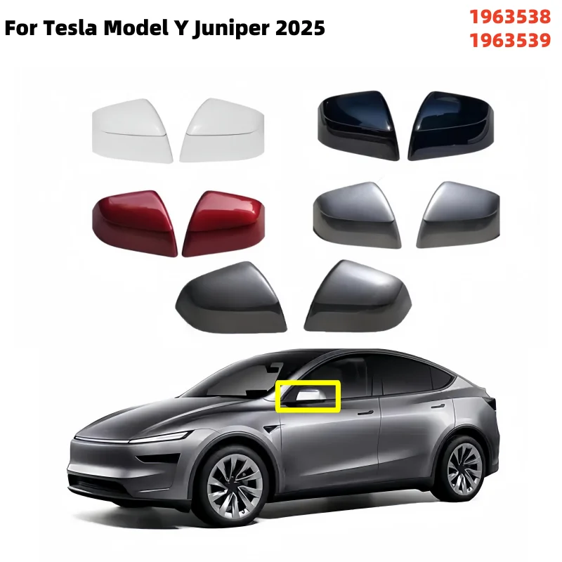 For Tesla Model Y Juniper 2025 Rearview Mirror Cover Exterior White Black Silver Gray Red Rearview Mirror Shell 1963538 1963539