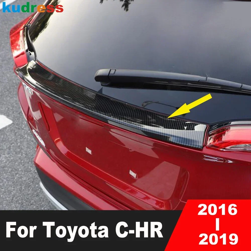 Rear Trunk Lid Cover Trim For Toyota CHR C-HR 2016 2017 2018 2019 Carbon Fiber Car Tailgate Molding Garnish Strip Accessories