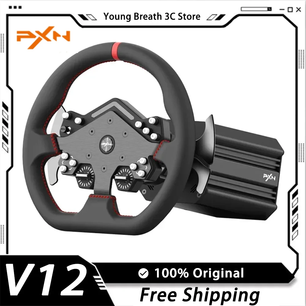 

Pxn V12 Gaming Steering Racing Wheel Lite 6nm Real Direct Drive Force Feedback Simulator For 7/8/10/11/Ps4/Xbox One Pc Windows