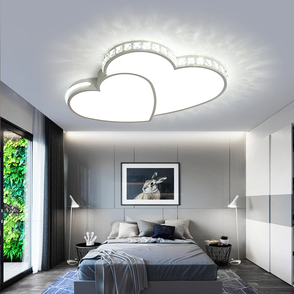 Modern Crystal Led Ceiling Light Flush Mount Lamp Fixture Heart Shaped LED Ceiling Light for Living Room Bedroom