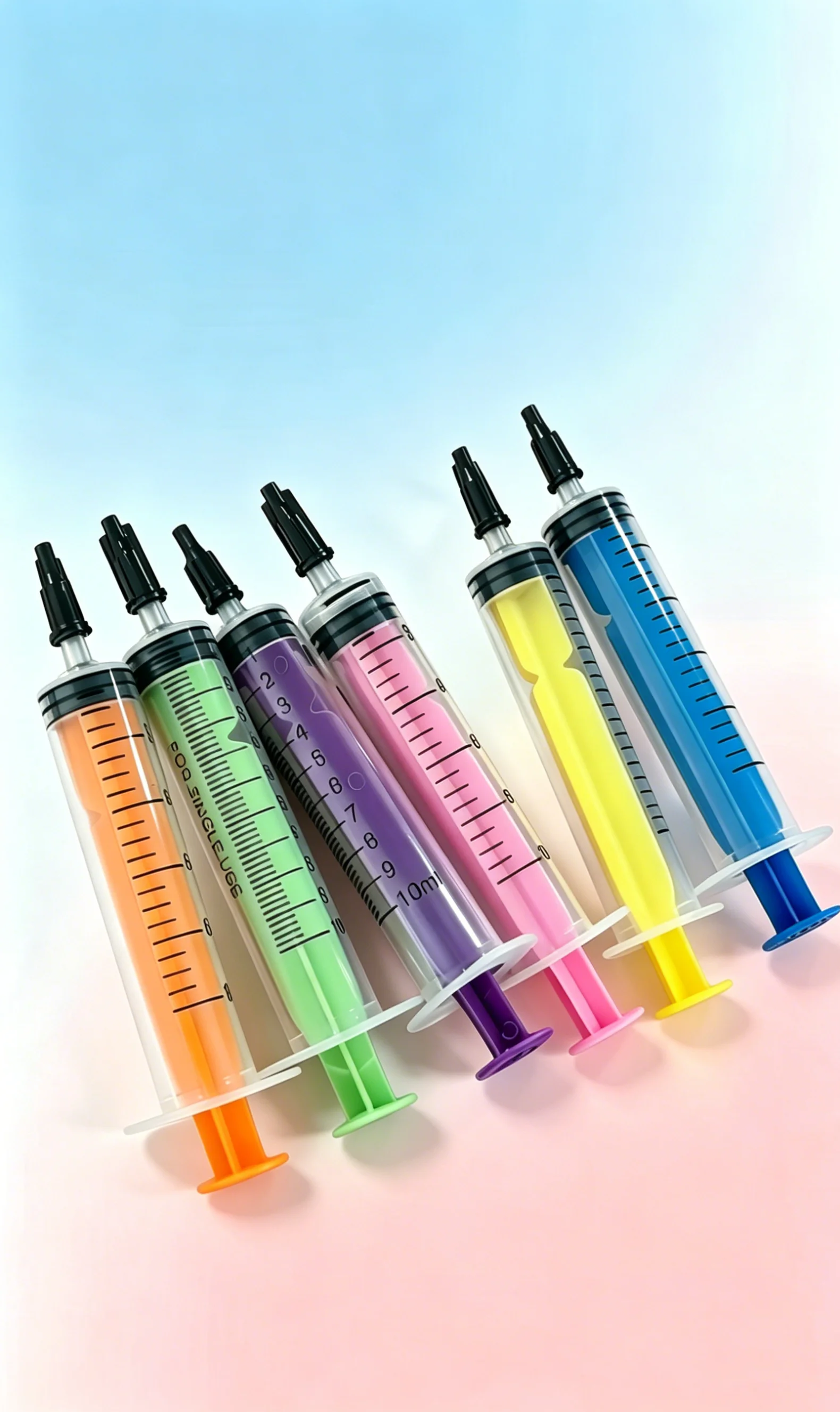 10ml Colorful Plastic Syringes with Caps, No Needle, Liquid Measuring for Glue Ink Oil Pet Feeding DIY Crafts,Durable Plastic Ma