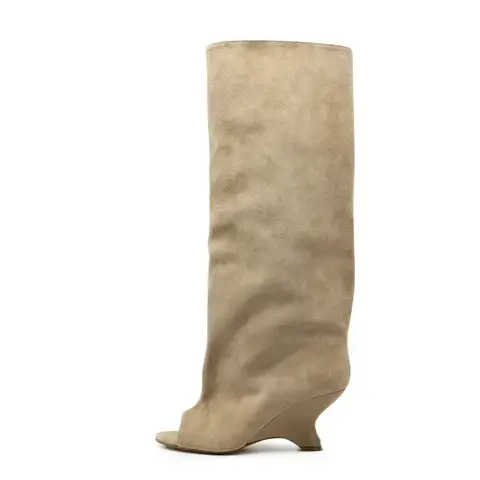 2025 Women's Fish Mouth Thick High Heels Knee Length Cool Boots Slant Heel Fashion Show Large Size Spring/Summer Women's Boots
