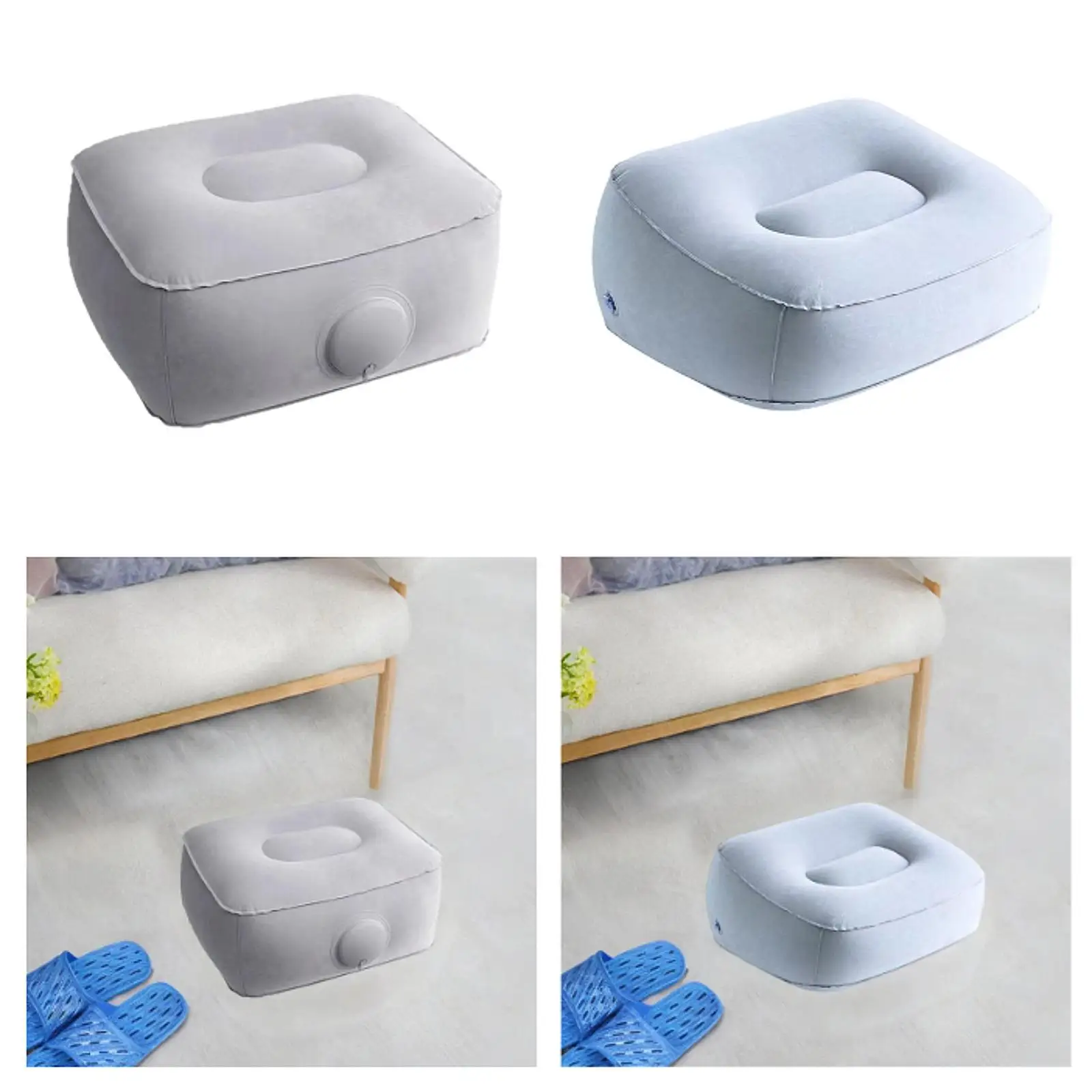 누르면 팽창하는 발받침 쿠션 - 콘서트, 캠핑, 낚시용 휴대용 에어 시트 - 연베이지색 원단