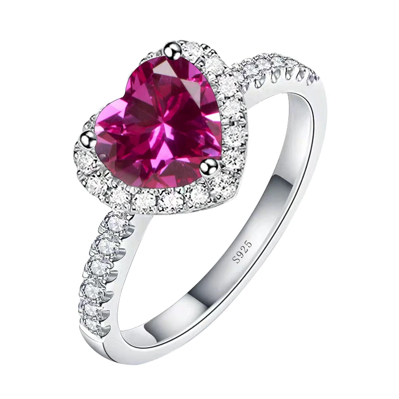 Gica Heart Shaped Gemstone Rings For Women S925 Sterling Silver Multicolor Wedding Ring High Quality Engagement Jewelry