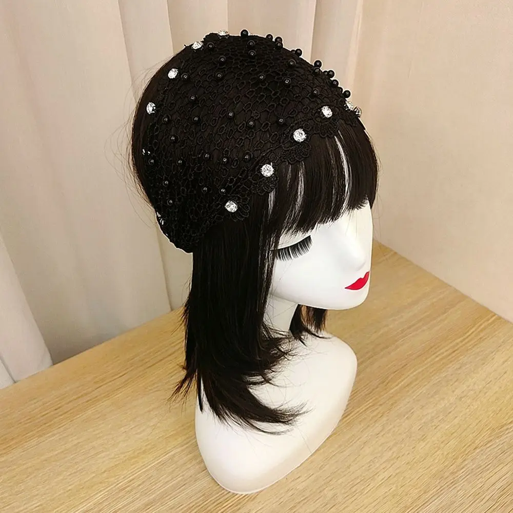 Hollowed Mesh Cover Head Rhinestone Headdress Headwear Wide Rhinestone Headband Mother Hair Hoop Korean Style Hair Band