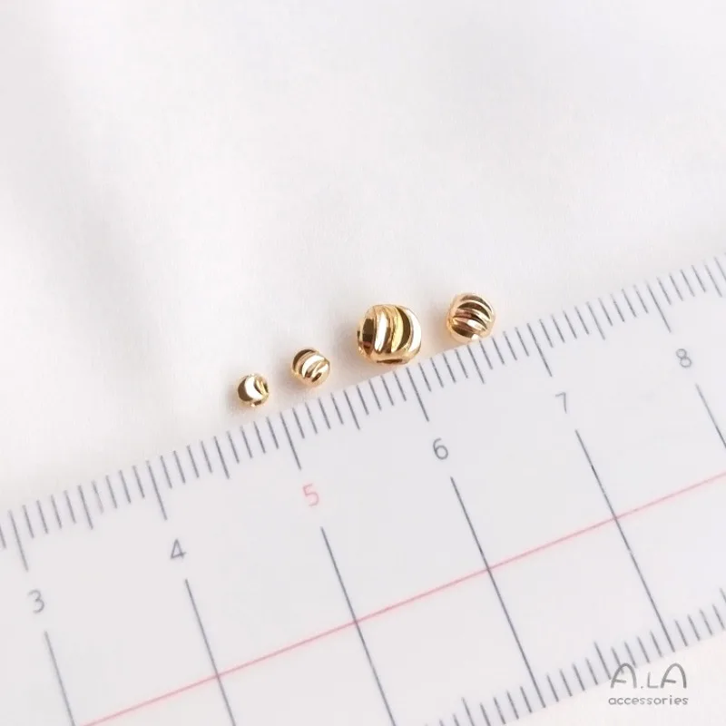14K Gold Beads Cut Flower Beads Cut Curved Knife Pattern Round Beads DIY Handmade Jewelry Bracelet Necklace Accessories Material