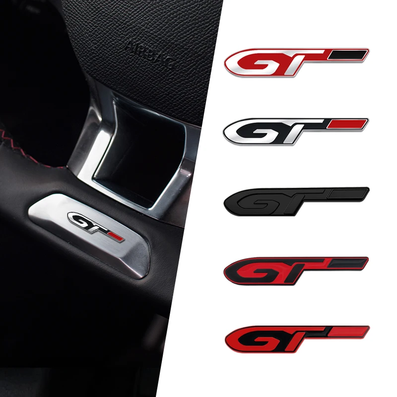 GT Metal Emblem Car Steering Wheel Badge Sticker Emblem Decal for Peugeot 5008 2008 3008 206 308 207 406 407 408 307 208 301