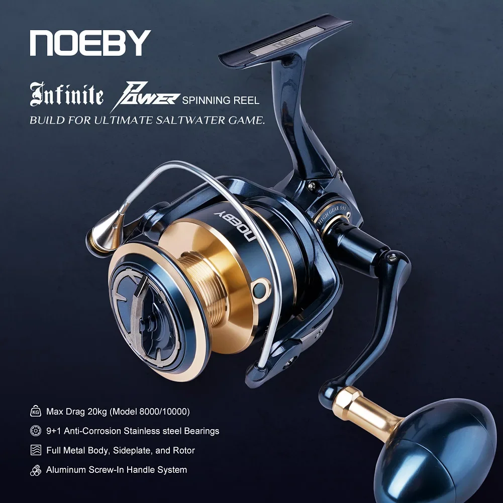 NOEBY Max Drag 45lbs Saltwater Boat Fishing Pesca Spinning Power Fishing Reel