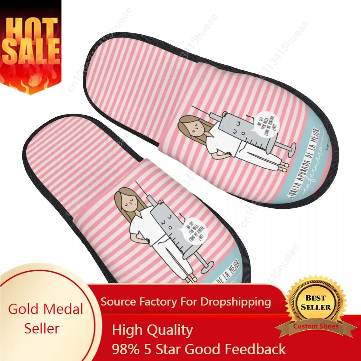 

Custom Enfermera En Apuros Doctor Nurse Medical Soft Memory Foam House Slippers Women Cozy Warm Anti-Skid Slipper