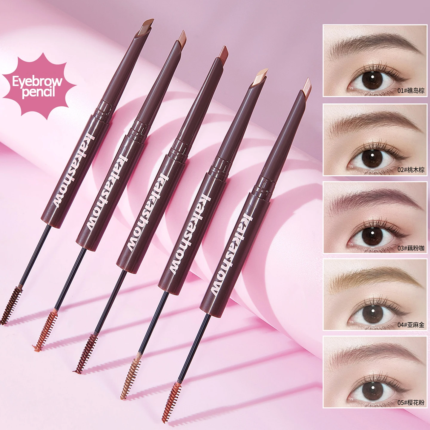 Kakashow Double Headed Eyebrow Pen, Eyebrow Dyeing Cream, Long lasting Color Rendering, Eyebrow Pen, Eyebrow Dyeing Cream