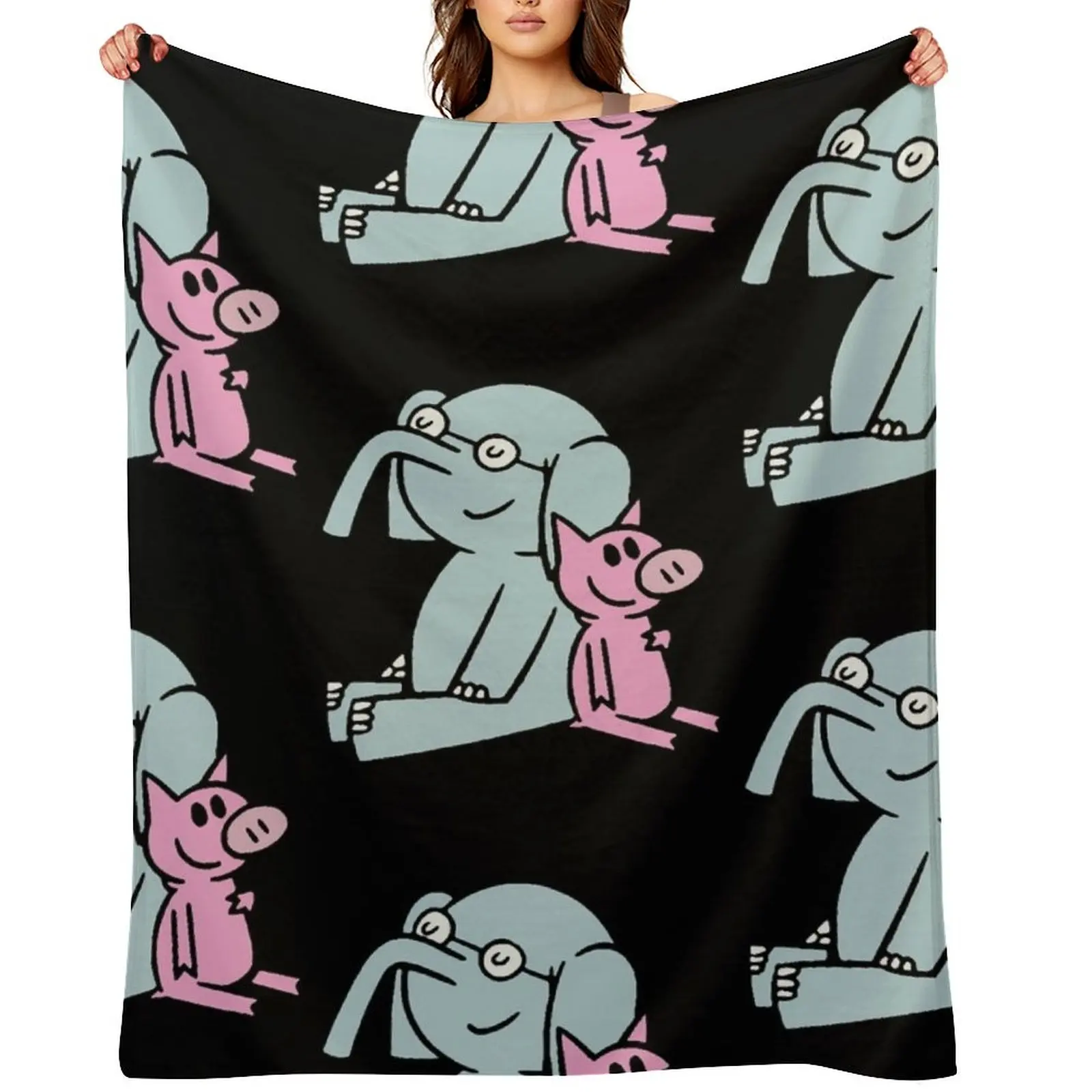 

Elephant and Piggie. Gerald and Piggie. Anime transparent sticker, mo willems Throw Blanket Travel Summer Blankets
