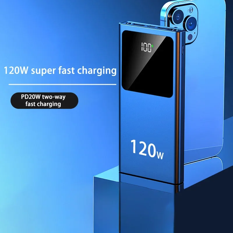 200000mAH 120W Power Bank Super Fast Charging Battery High Capacity Power Bank Digital Display For iphone 1615 13 Samsung Huawei