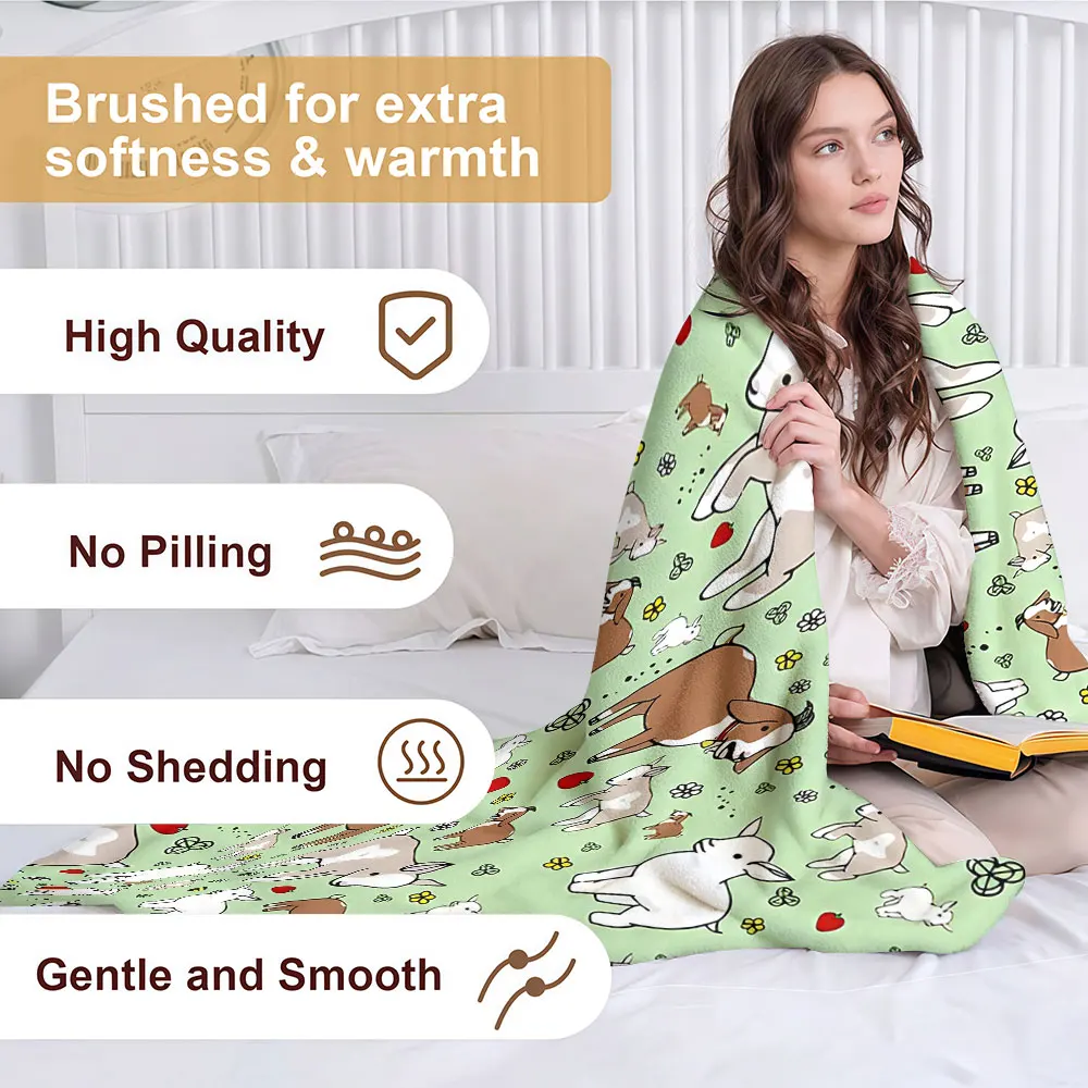 Cute Goat Soft Warm Flannel Blanket Lightweight Cozy Christmas Halloween Home Decor Room