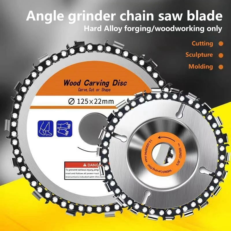 4/4.5/5Inch 22 Tooth Angle Grinder Dedicated Chain Disc Woodwork Carving Chain Saw Disc Angle Grinding Slotting Blade Tool