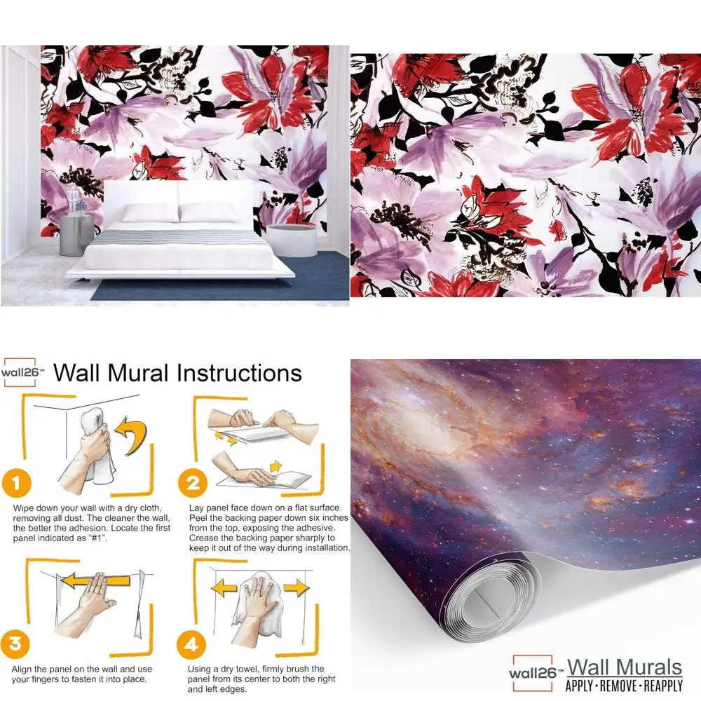 

Large Removable Hand-Drawn Cloth Wall Mural - Self-Adhesive Wallpaper, 66x96 inches, Ideal for Creative Home Decor