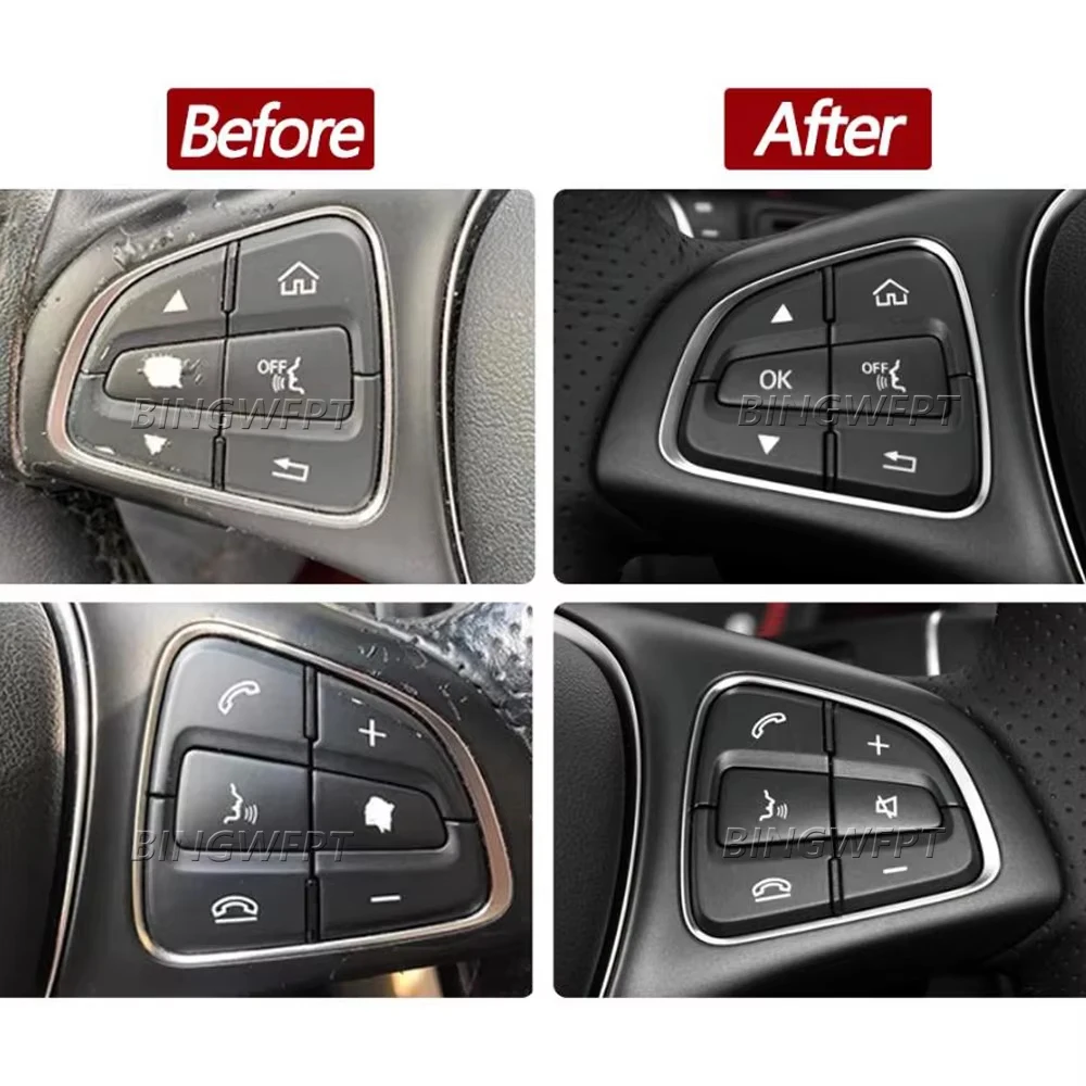 1 Set Premium Quality Steering Wheel Button Cover Plate For Mercedes-Benz W205 C series C300 GLC X253 A0999050300 A0999050200 - view 6
